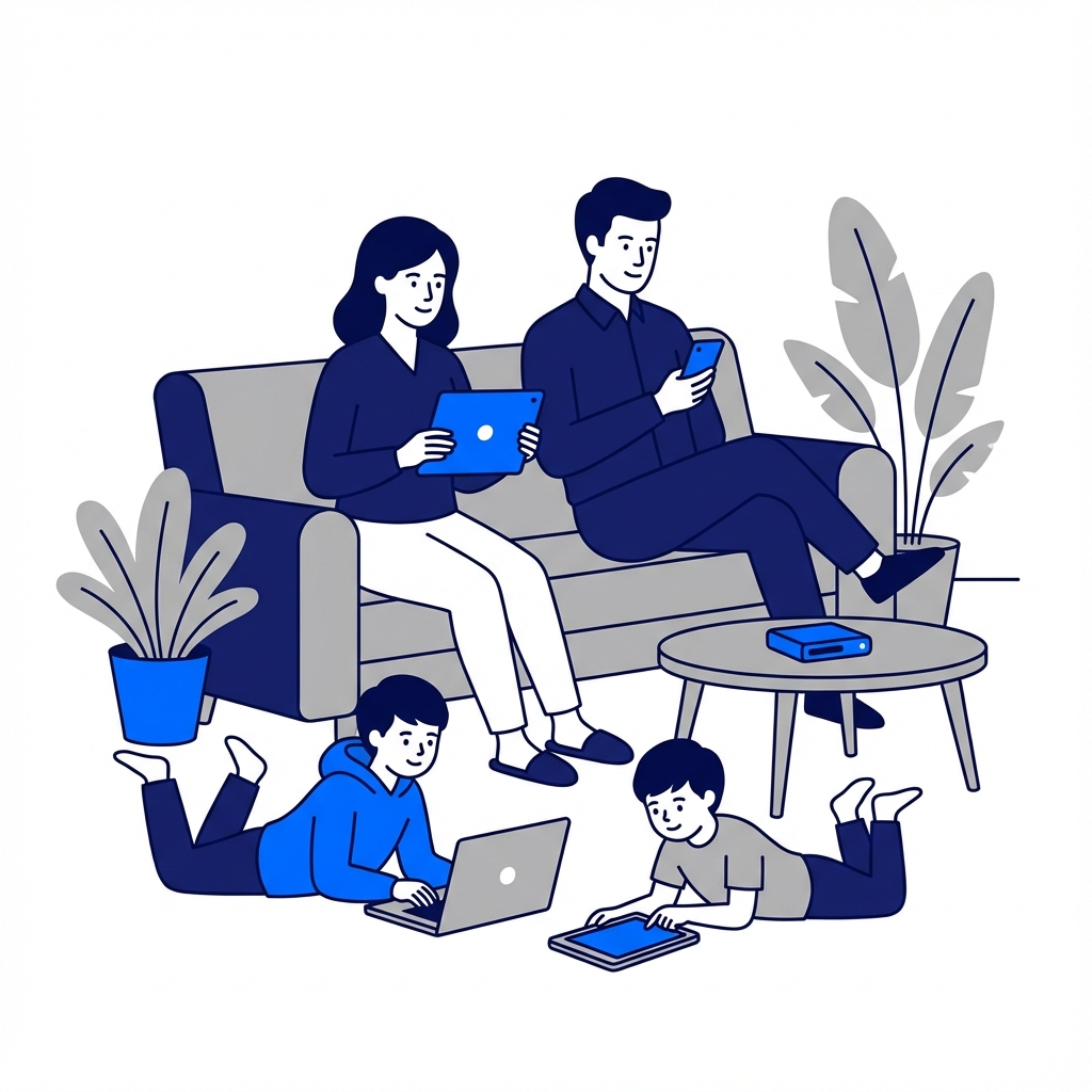 Family enjoying high-speed internet